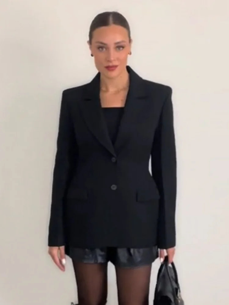 2026 Autumn Spring Solid Lapel Blazer Jacket For Women Long Sleeve Single Breasted Suit Coats Female Street Chic Outerwear 260924 - view 4