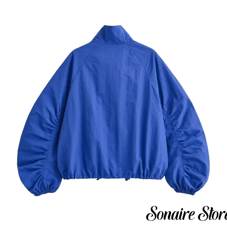 Solid Color Single Breasted Short Drawstring Womens Jacket Fashionable Loose Long Sleeved Jackets 2026 Autumn Street Wear 260924 - view 7