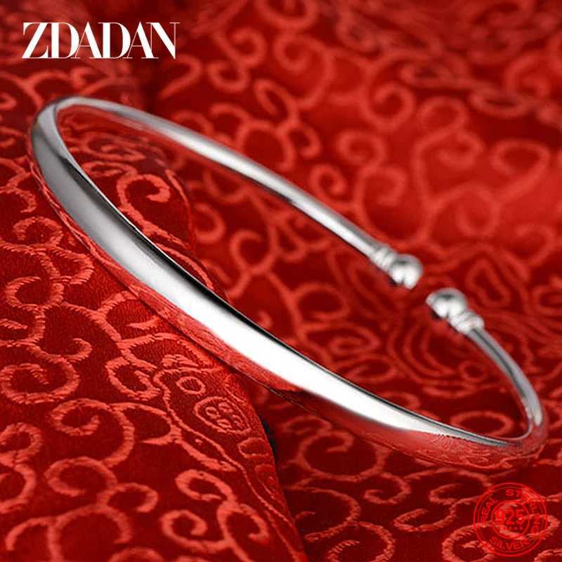 Sier Bangle Sterling ZDADAN 925 Round Open Cuff Bracelet For Wen Charm Jewelry Gift N260924 - view 6