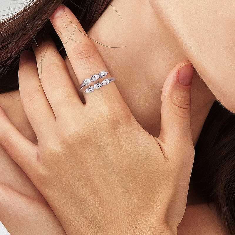 Passed Smyoue Test Band Rings 3*4MM Moissanite Rings for Women Lab Diamond Wedding Band 925 Sterling Silver Female Crown Single Tail Ring N260924 - view 6