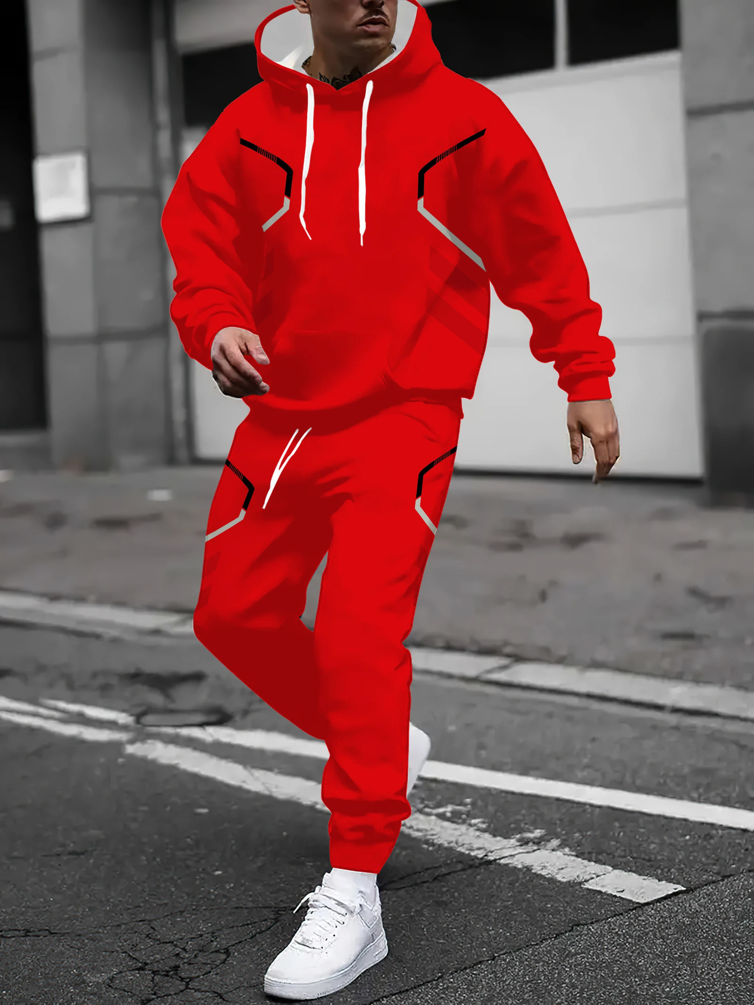 The mens hoodie set for Spring and Autumn features a casual fashionable soft and comfortable 3D pattern print 260924 - view 7
