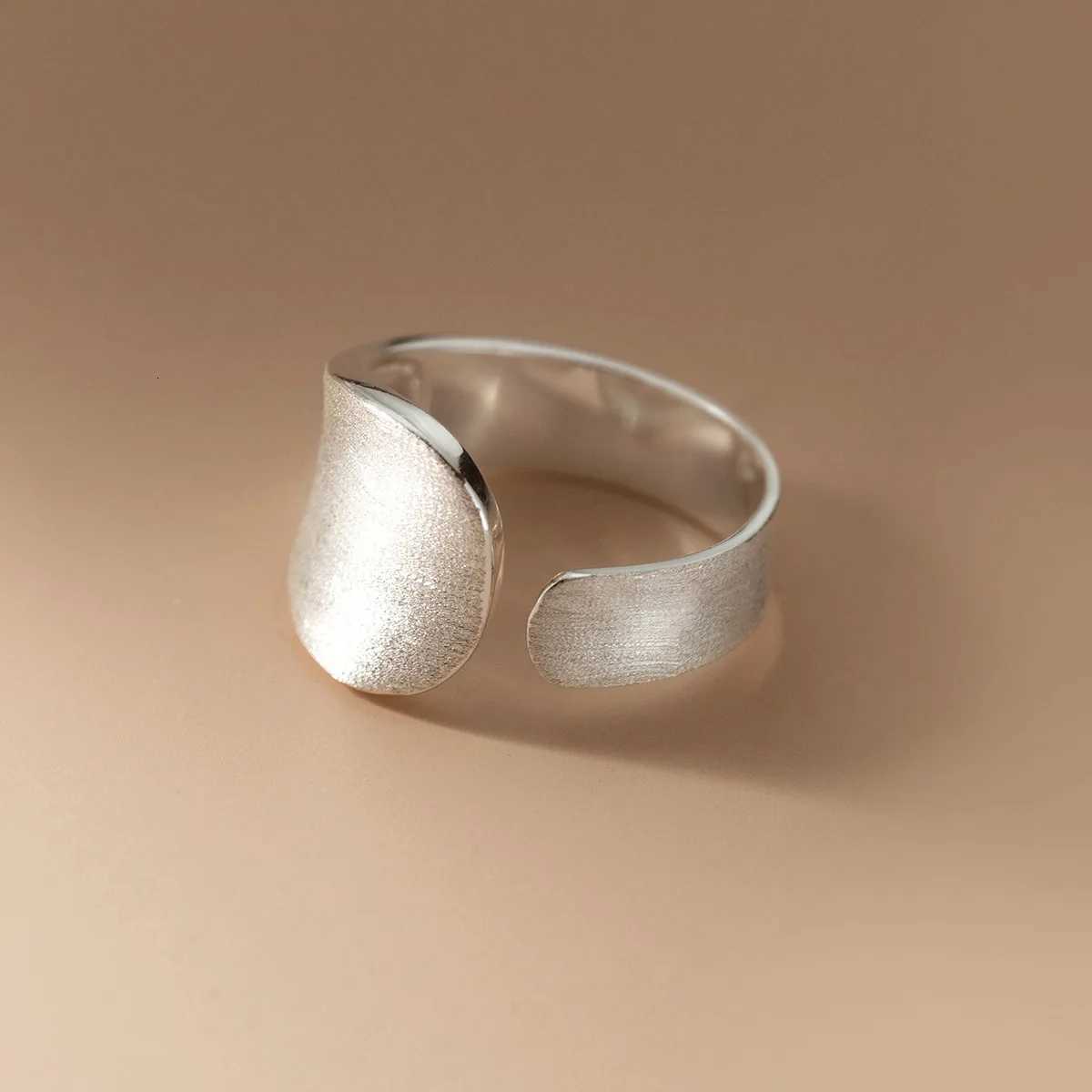 Sterling 925 Band Silver Rings Matte Finish Geometry Adjustable Rings For Women Wedding Engagement Luxury Jewelry Jewellery Moneys 925 N260924 - view 3