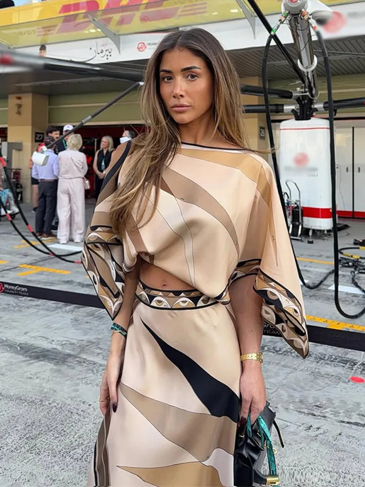 Boho Women Print Top Long Skirt Suits Oneck Shawl Tops High Waist Irregular Skirts Sets 2026 Summer Lady TwoPiece Outfits 260924 - view 6