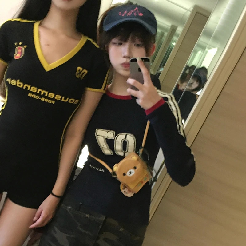 Karrram Japanese Y2k Letter Print T Shirt Vintage Harajuku Long Sleeve T-shirt American Retro Streetwear 2000s Aesthetics 260920 - view 7