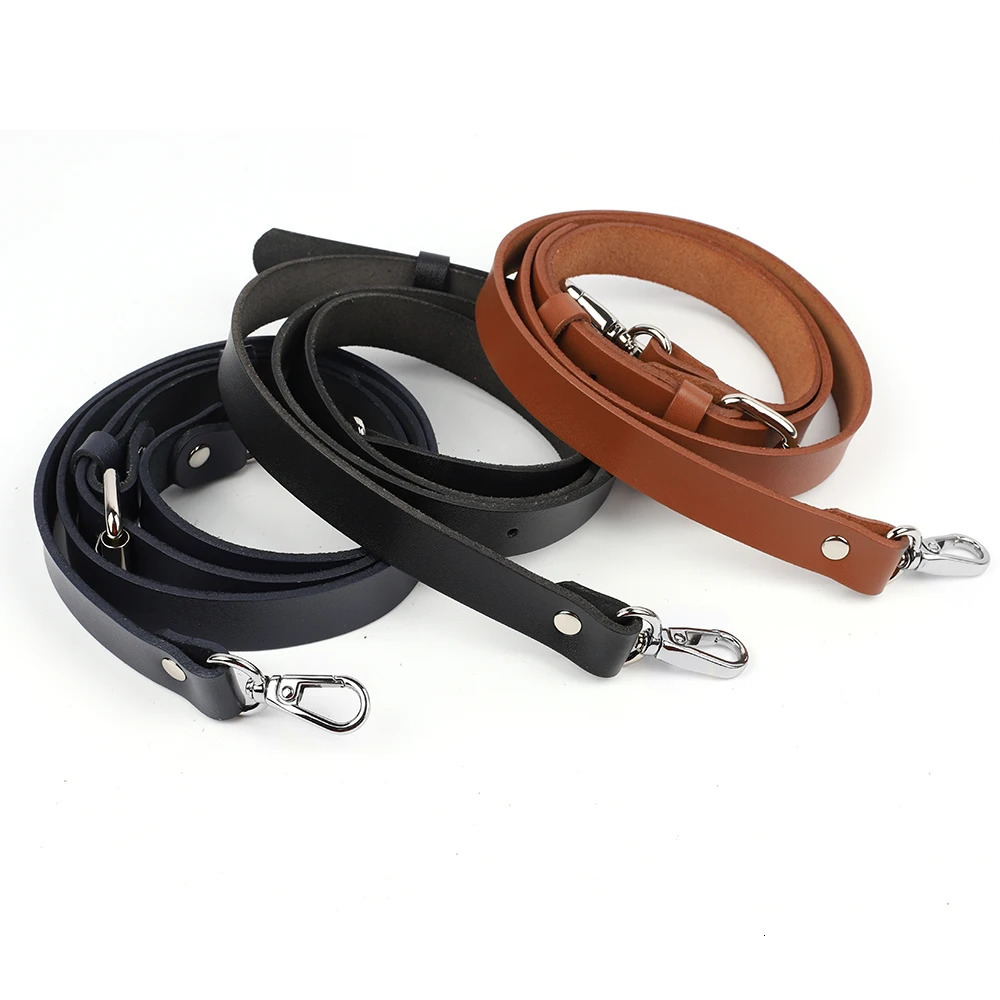 Adjustable 127cm Long Cow Leather Bag Strap Black Tan 2cm Wide Belt for Crossbody Shoulder Bag Replacement Handbag Accessories 260920