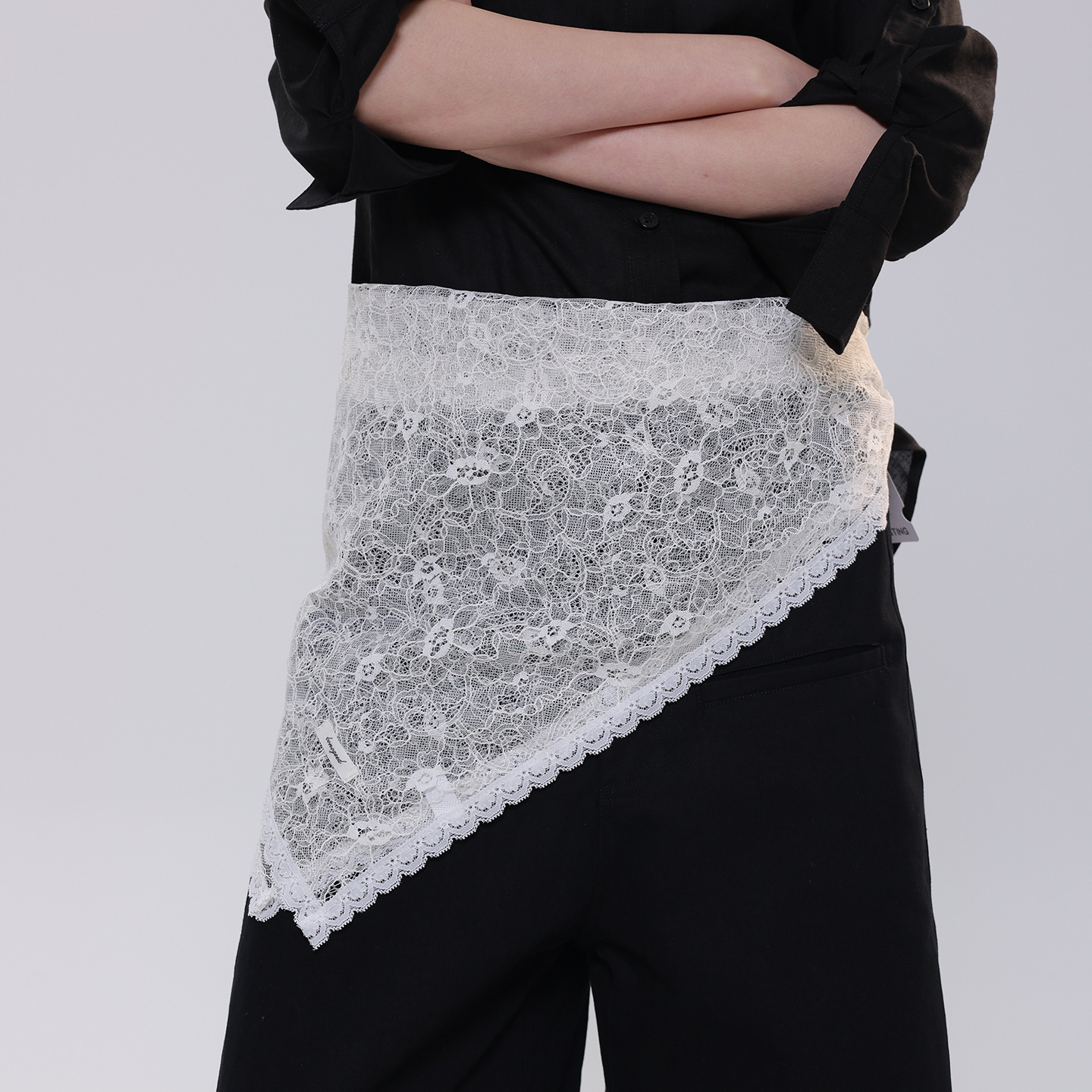 Korean-style white lace scarf women, versatile and elegant for summer, can be used as a shawl, hair tie, or decorative headband - view 4