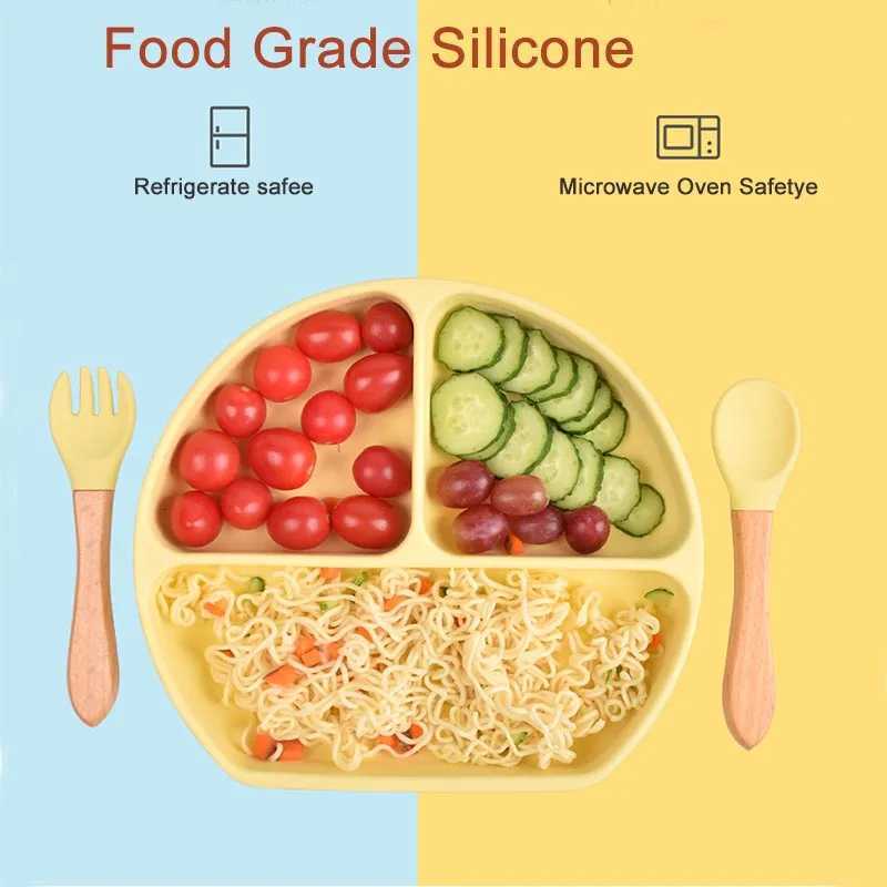 Baby Feeding Other 6Pcs/4Pcs Baby Feeding Set Silicone Tableware Custom Personalized Name Suction Plate Bowls Spoon Fork Bib First Stage Self Feed C26 - view 4