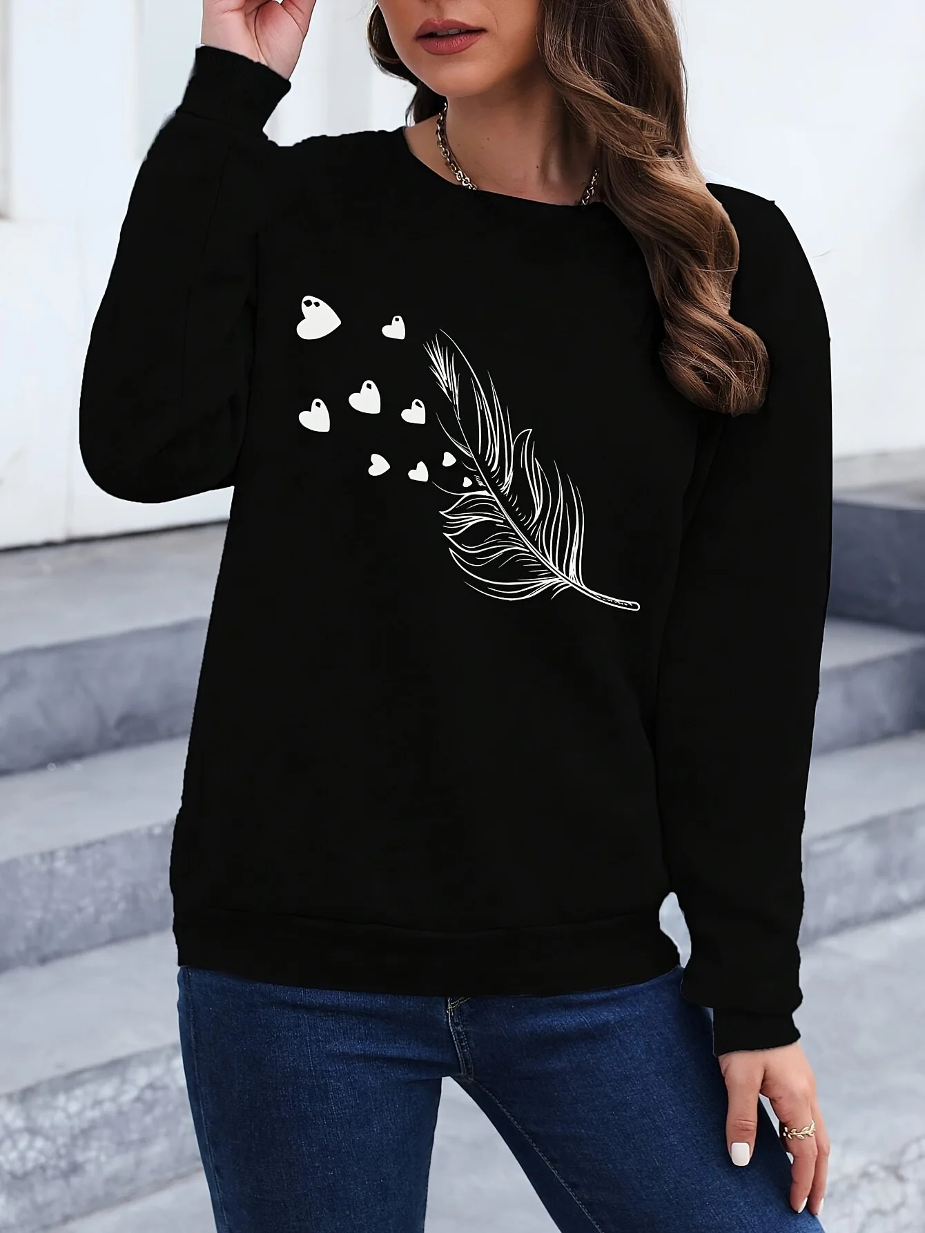 Loose Sweatshirt Casual Long Sleeve Women Autumn and Winter Comfortable Pullover Crewneck Loose Female Clothes Graphic Y2K Top 260923 - view 3