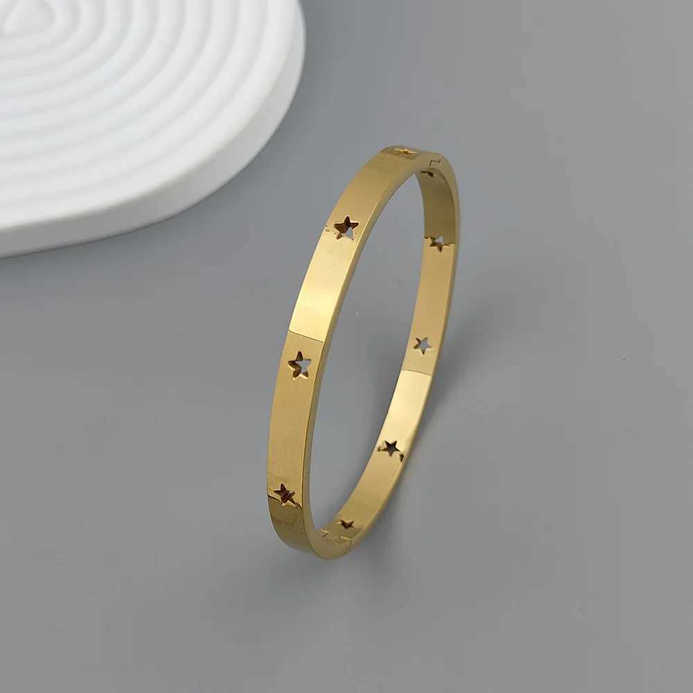 stainl five-pointed star Bangle New steel gold-plated wen's bracelet high-quty waterproof metal bracelet party jewelry N260924 - view 3