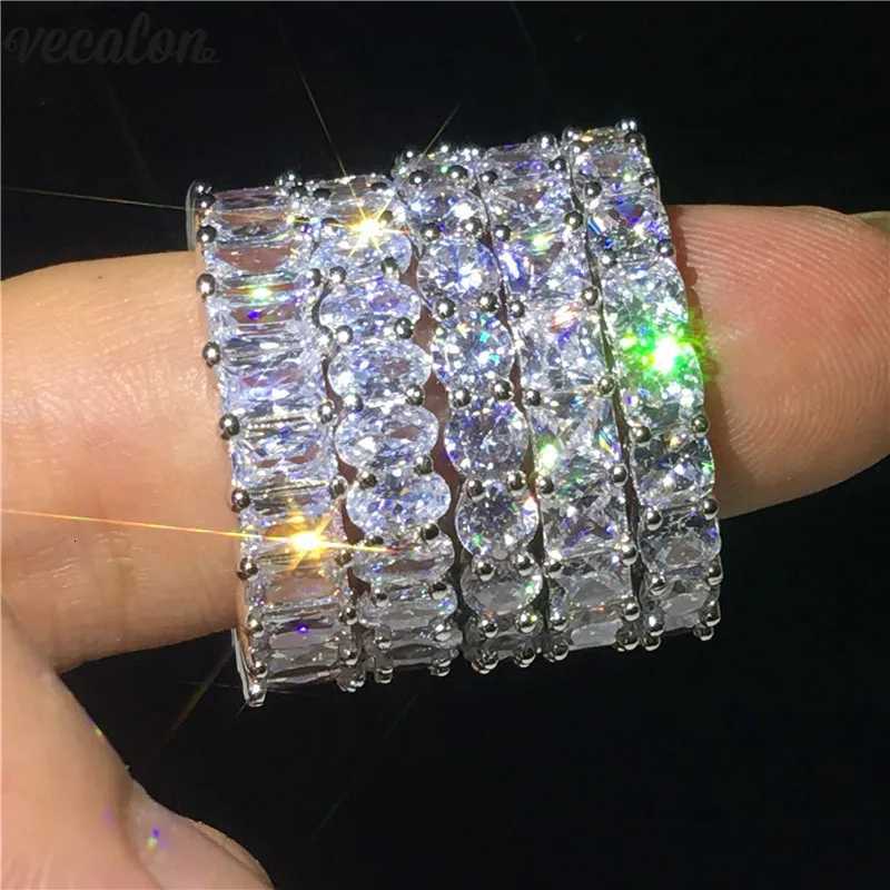 Rings Eternity Band Promise Band ring 925 Sterling silver Diamond cz Engagement Wedding Rings for women Men Finger Party Jewelry N260924 - view 5