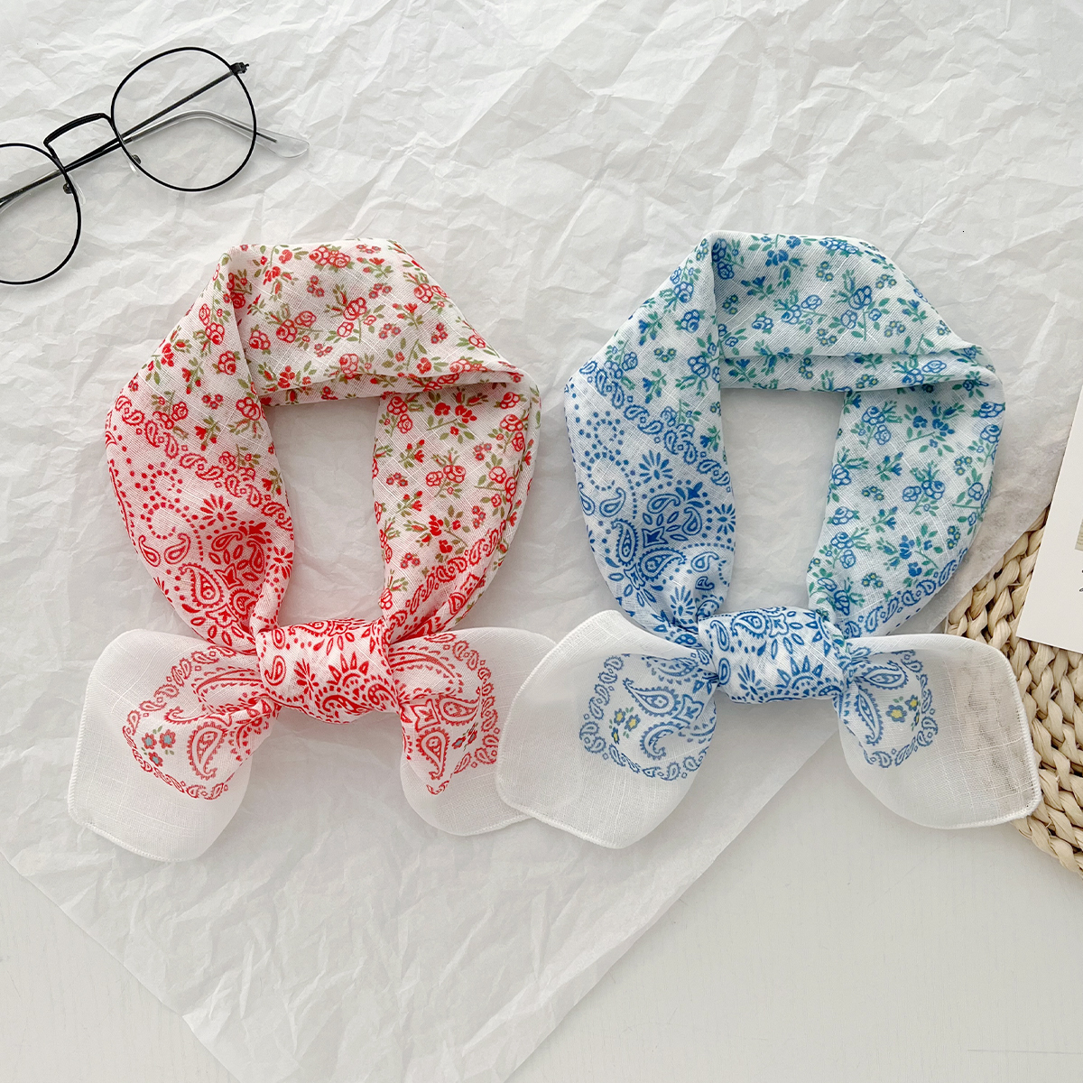 Korean-style, relaxed, pastoral floral women, lightweight versatile accessory for spring and summer, perfect as a retro headscarf or decorative scarf - view 3