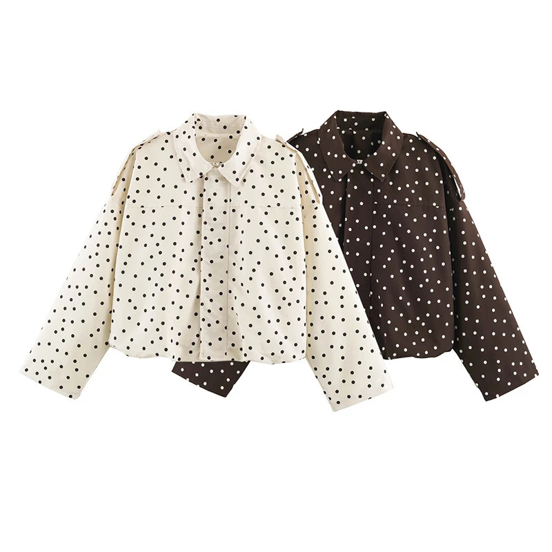 Womens Jackets Coats Fashion Loose Polka Dot Jacket Autumn Women Coat Streetwear Womens Short Jacket Outerwear 260924 - view 7