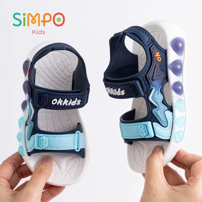 1 Pair Sport Sandals For Boys And Girls Summer Outdoor Soft Bottom Breathable Lightweight Casual Beach Shoes With Hook Loop 260923 - view 4