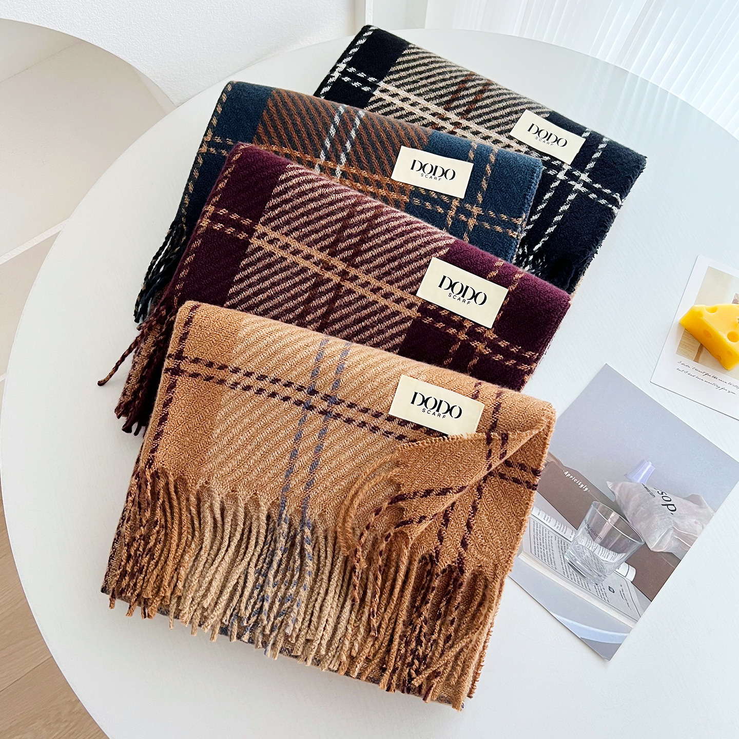 British classic versatile plaid scarf, Korean Dongdaemun high-end neck warmer, faux cashmere elegant and warm shawl - view 3