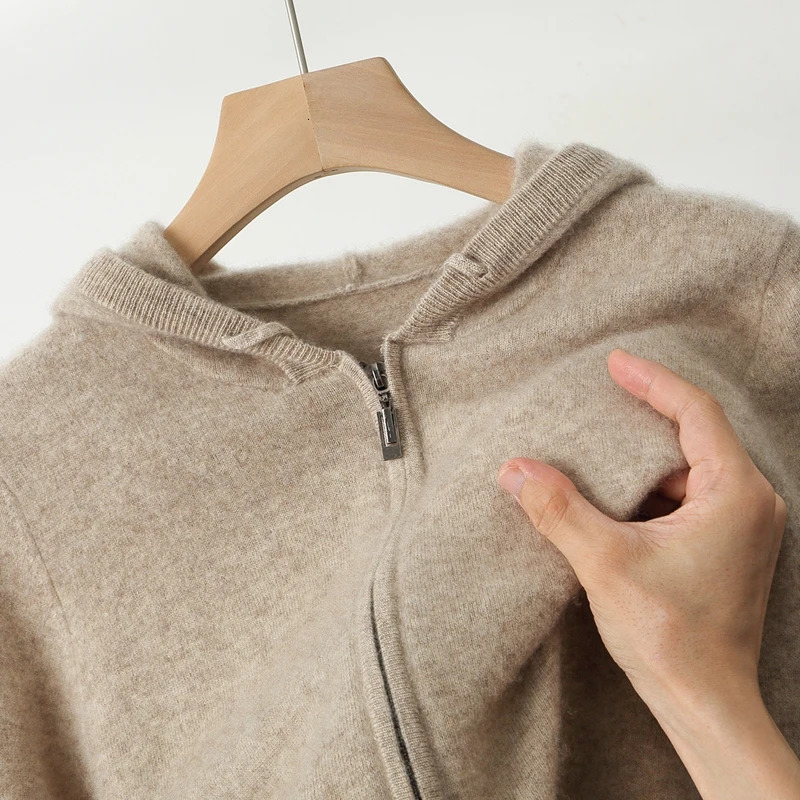 Men Knitted Plane Hooded Cardigan Cashmere Sweater Zipper n Pocket Decoration High quality Thick Warmth Hoodie 260922 - view 5