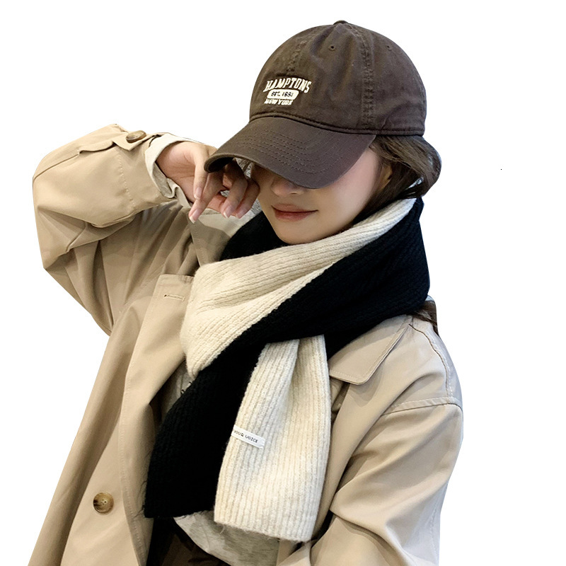 Clearance Autumn Winter Korean Style Thickened Block Versatile Solid Color Couple Warm Student Knitted Neck Scarf Shawl - view 6