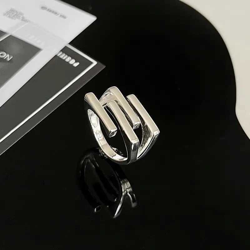 925 BF CLUB Band Rings Sterling Rings for Women Simple Geometric Handmade Irregular Retro Ring Gold Zircon Allergy For Birthday Gift N260924 - view 5