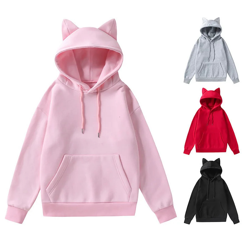 Spring and autumn style foreign trade women's Cat's ears Steamed cat-ear shaped bread n hooded fleece sweater fashion 260923 - view 3