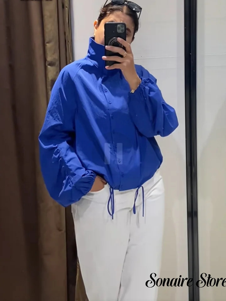 Solid Color Single Breasted Short Drawstring Womens Jacket Fashionable Loose Long Sleeved Jackets 2026 Autumn Street Wear 260924 - view 4