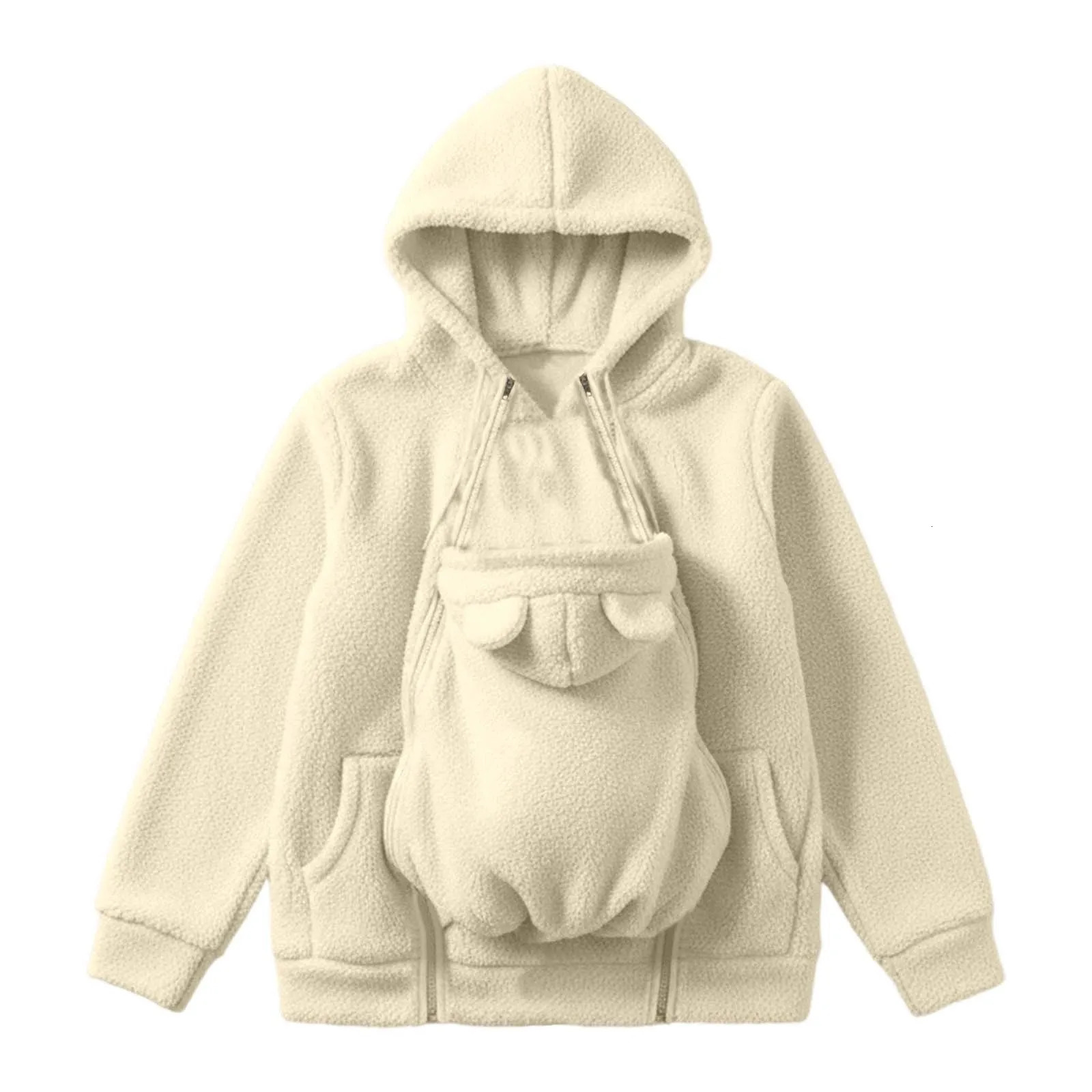 2In1 Maternity Clothes Autumn Winter Plush Hoodies Kangaroo n Big Pockets Jackets For Pregnant Women Warm Wearing 260924 - view 6