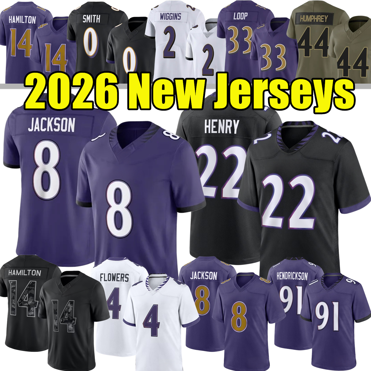 Raven Maglia Calcio Lamar Jackson Trey Hendrickson Derrick Henry Roquan Smith Mark Andrews Kyle Hamilton Zay Flowers Ray Lewis Wiggins Starks Women-image