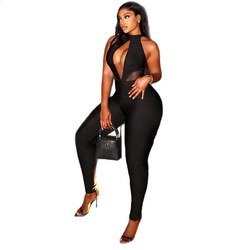 Women's hollow-out niche sexy solid color jumpsuit slim-fit sporty figure-flattering backless trendy bodysuit 240527 - view 6