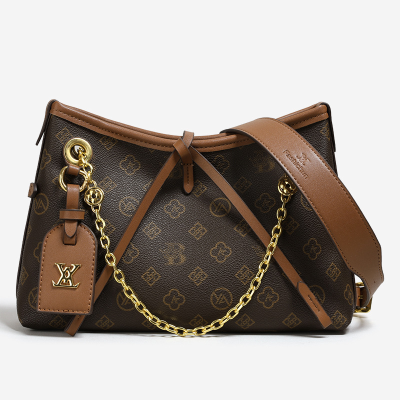 2026 New Premium Versatile Shoulder Bag Retro Large Capacity Commuter Tote Handbag Crossbody Bag Free Shipping Brown Yellow - view 3