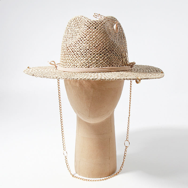 Chain Punk Straw Hat Sun Hat Gold Chain Accessories Jazz Hip Hop Summer Hat Punk Style Beach Hat Church Hat 260627 - view 3