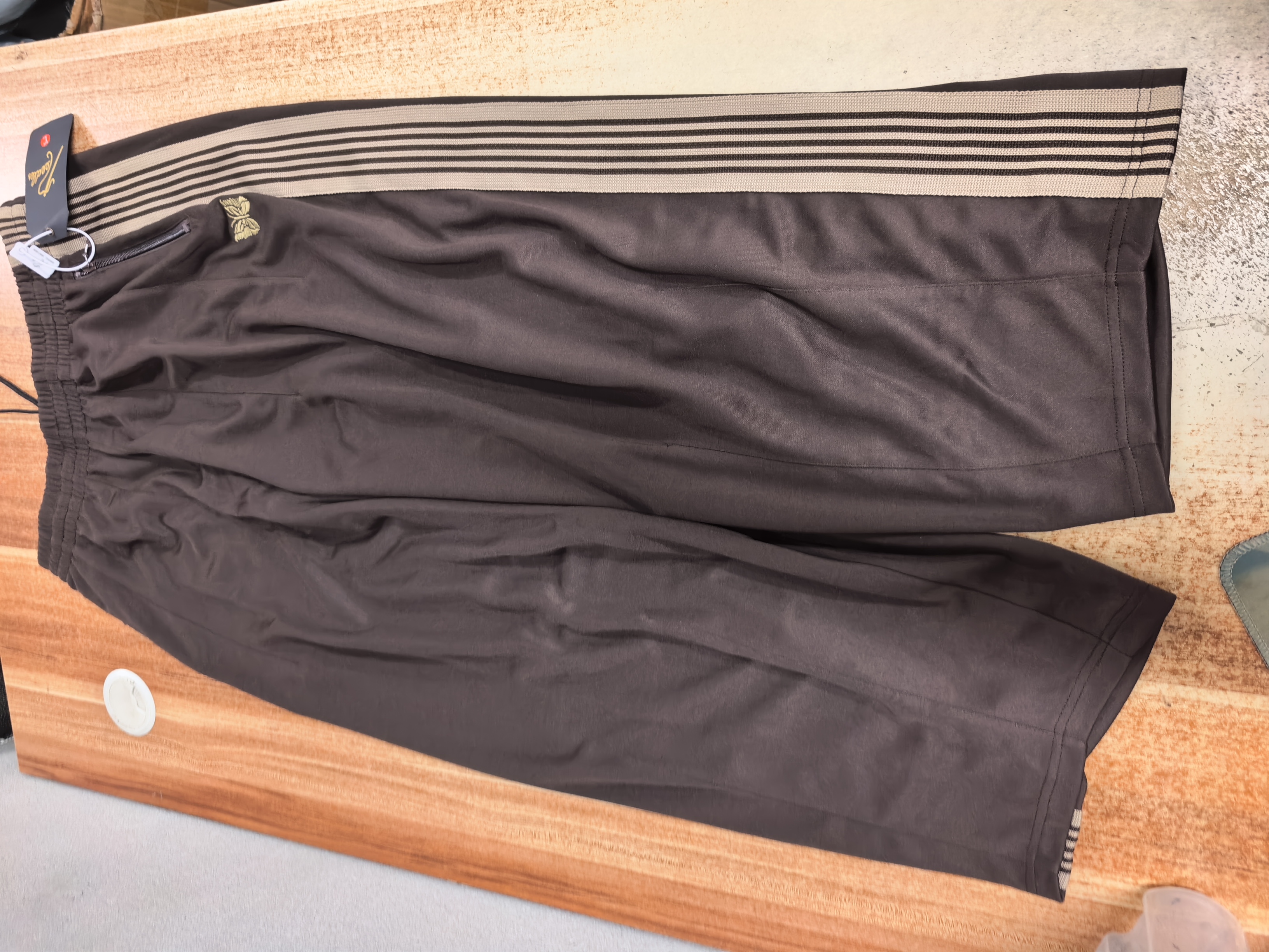 Needles Track Japanese Classic Black And Brown Wide-Leg Pants Hd Butterfly Embroidery Lantern Casual Baggy Unisex - view 7