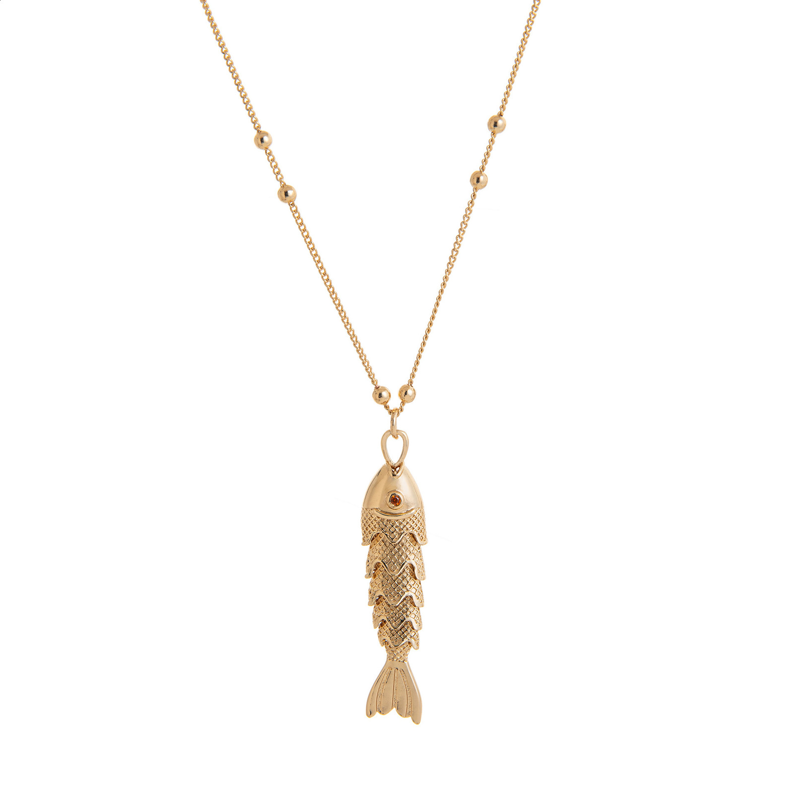 Movable Joints Fish Pendant Necklace For Trendy Crystal Beads Long sweater Chain Jewelry Women Party Accessories Gift260716 - view 7