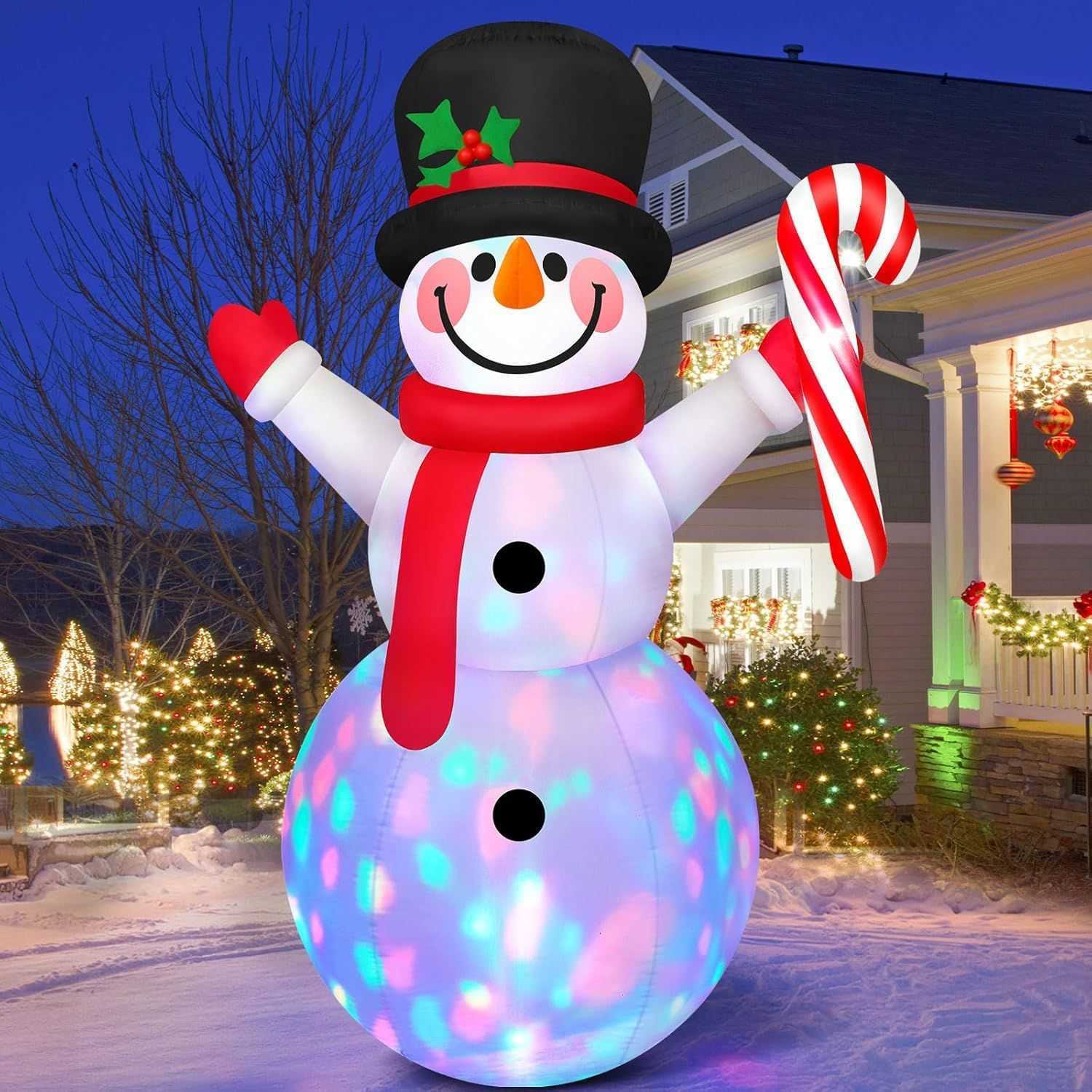 Decoration 10.1FT Outdoor Santa Holiday Claus Snowman Candy Cane Archway Inflatable Christmas Yard Decor Lights Home Toy N260824 - view 8