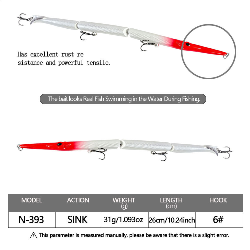 Hunthouse 2PCS 3 Sections Jointed Fishing Bait 255mm/306g Saltwater Sinking Hard Needle Lure For Bluefish Fishing Tackle LW546 260430 - view 4