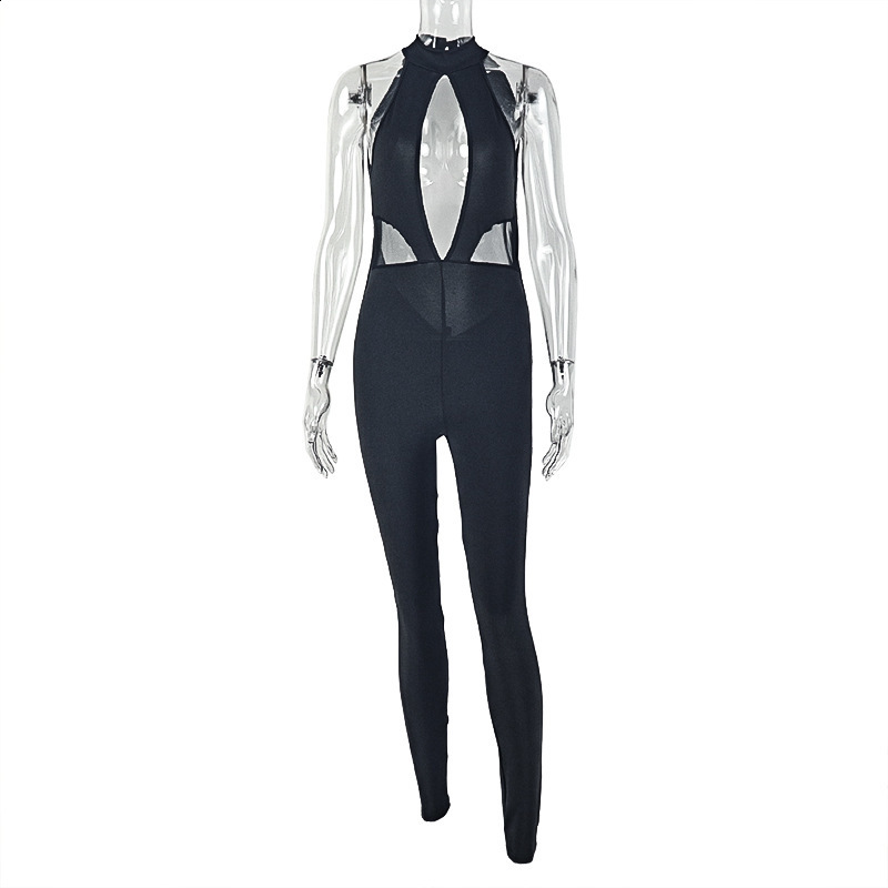 Women's hollow-out niche sexy solid color jumpsuit slim-fit sporty figure-flattering backless trendy bodysuit 240527 - view 7