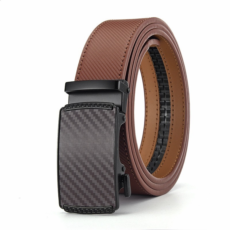 Cetiri Men's Ratchet Click Belt Genuine Leather Dress Belt For Men Jeans Holeless Automatic Sliding Buckle Black Brown Belts Cin Y19052004 - view 3