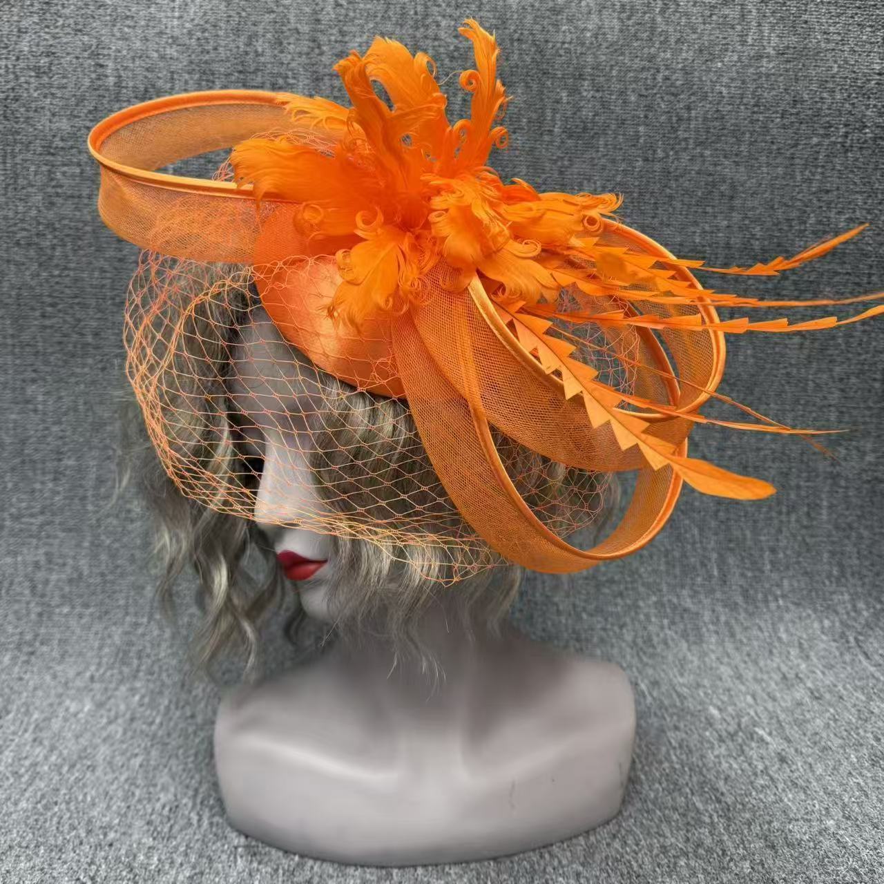 Yellow Mesh Beils Fascinator Hat Women Veils Briece Derby Wedding Headwear For Ladies Femme Royal Ascot Hair Fascinator Clips260428 - view 3