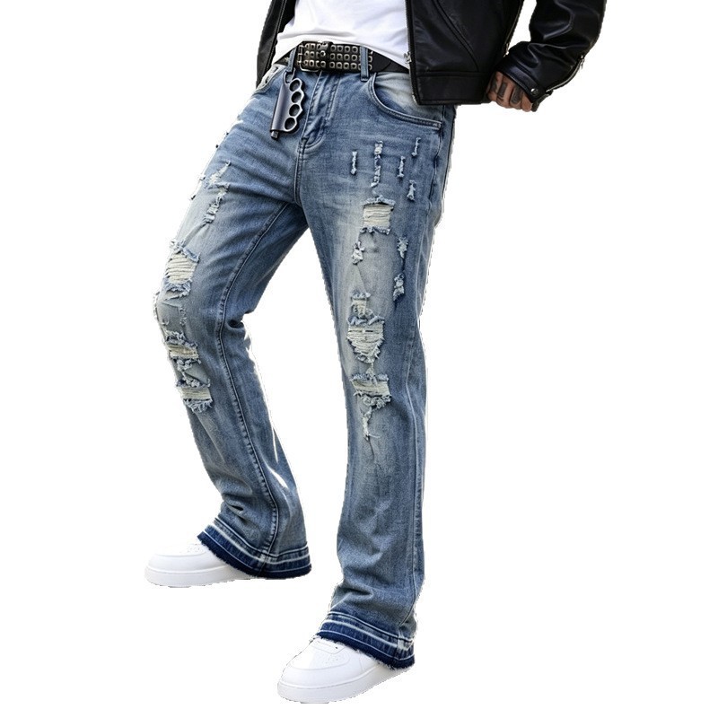 Mens Fashion High Street Jeans Pants With fix Rhinestone Slim Fit Bell Bottom Denim Trousers With Chains Flare Jeans 260717 - view 6