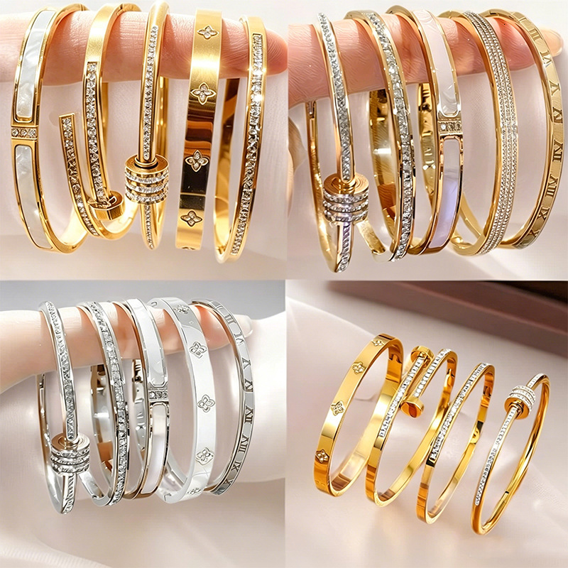 Ice with VVS moissanite 04 stainless steel bracelet, a popular and versatile diamond-studded bracelet for women, selling well internationally, with 18