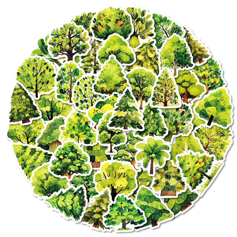 50 Adesivi Creativi Per Doodle Di Foresta Verde Fresca Di Instagram-image