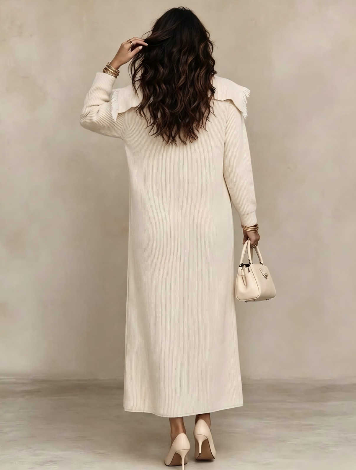 Long Casual Chic Exquisite Fashion Fringe Coat Women's Unique False Two-piece Knitwear Female Elegant Outdoors Casual Clothes D2609029 - view 5