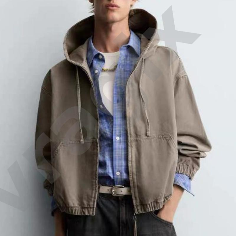 Women Vintage Washed Zip Up Hooded Jacket Relaxed Long Sleeve Hoodie Coat With Drawstring Hood Elastic Cuff And Hem Front Kangaroo Pocket Casual Outer