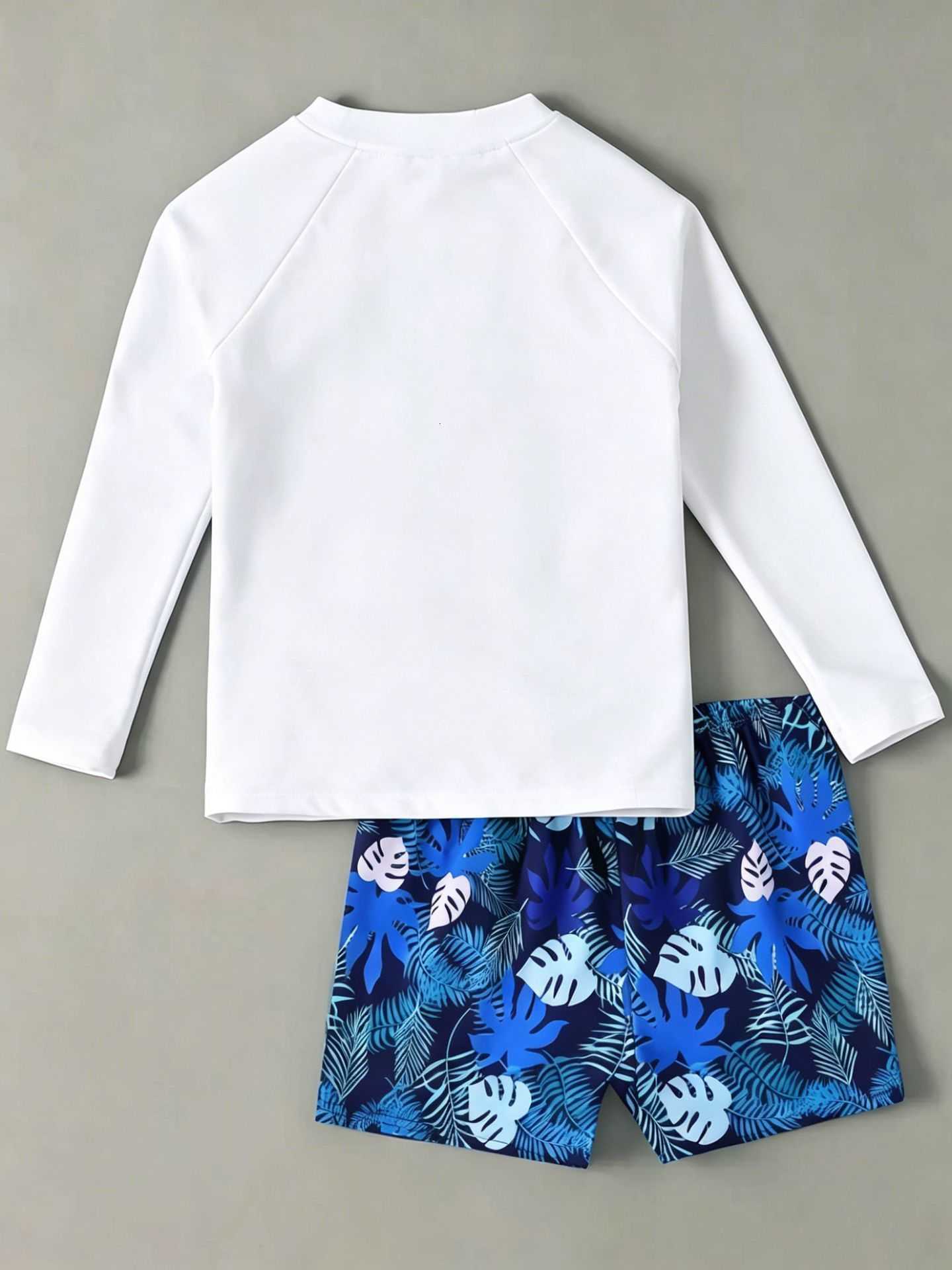 Long-sleeve children's swimsuit for boys, quick-dry sun-protective swimwear for older boys and teenagers with swimming trunks L260803 - view 3