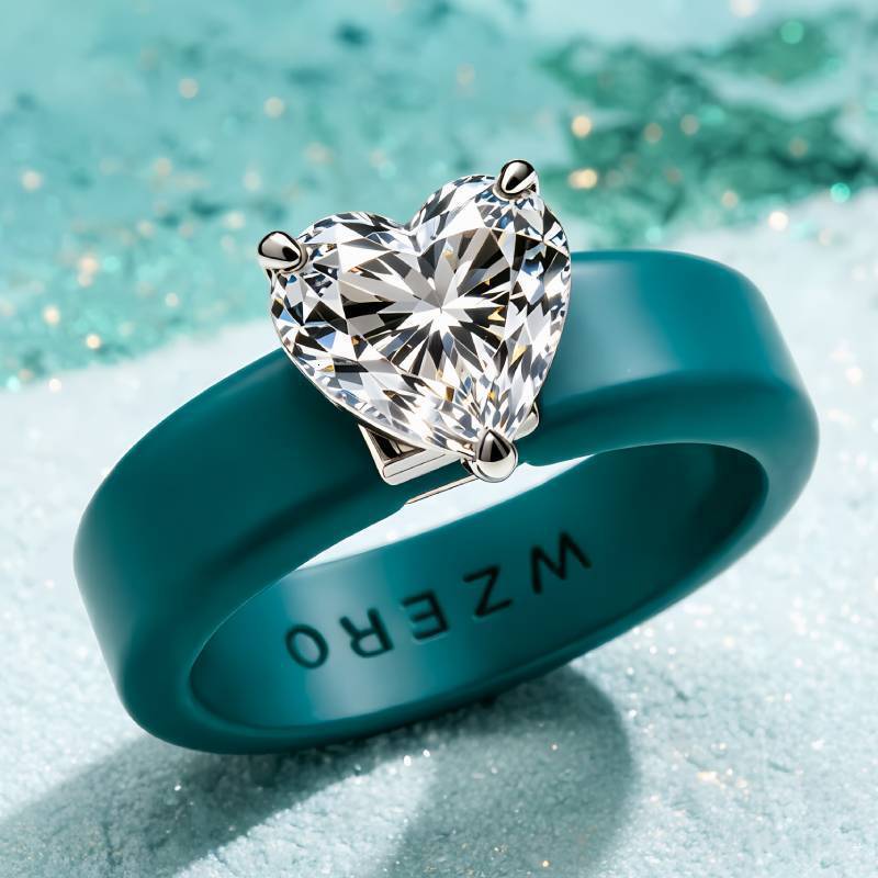 1pc womens colorful silicone ring large rectangular CZ stone silver rose gold pointed inlay comfortable sports wedding ring260530 - view 3