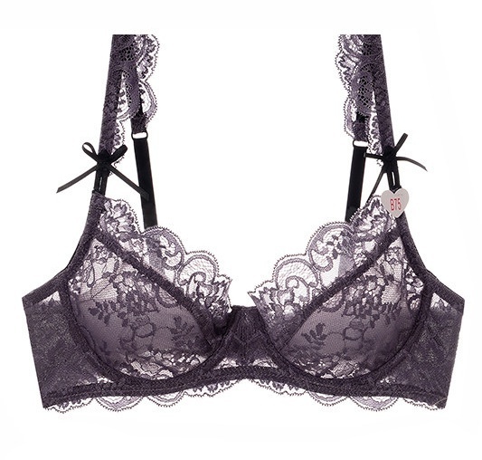 Sexy women's bra set ultra-thin summer style French-style push-up bra to prevent sagging makes large breasts appear smaller and provides a gather - view 8