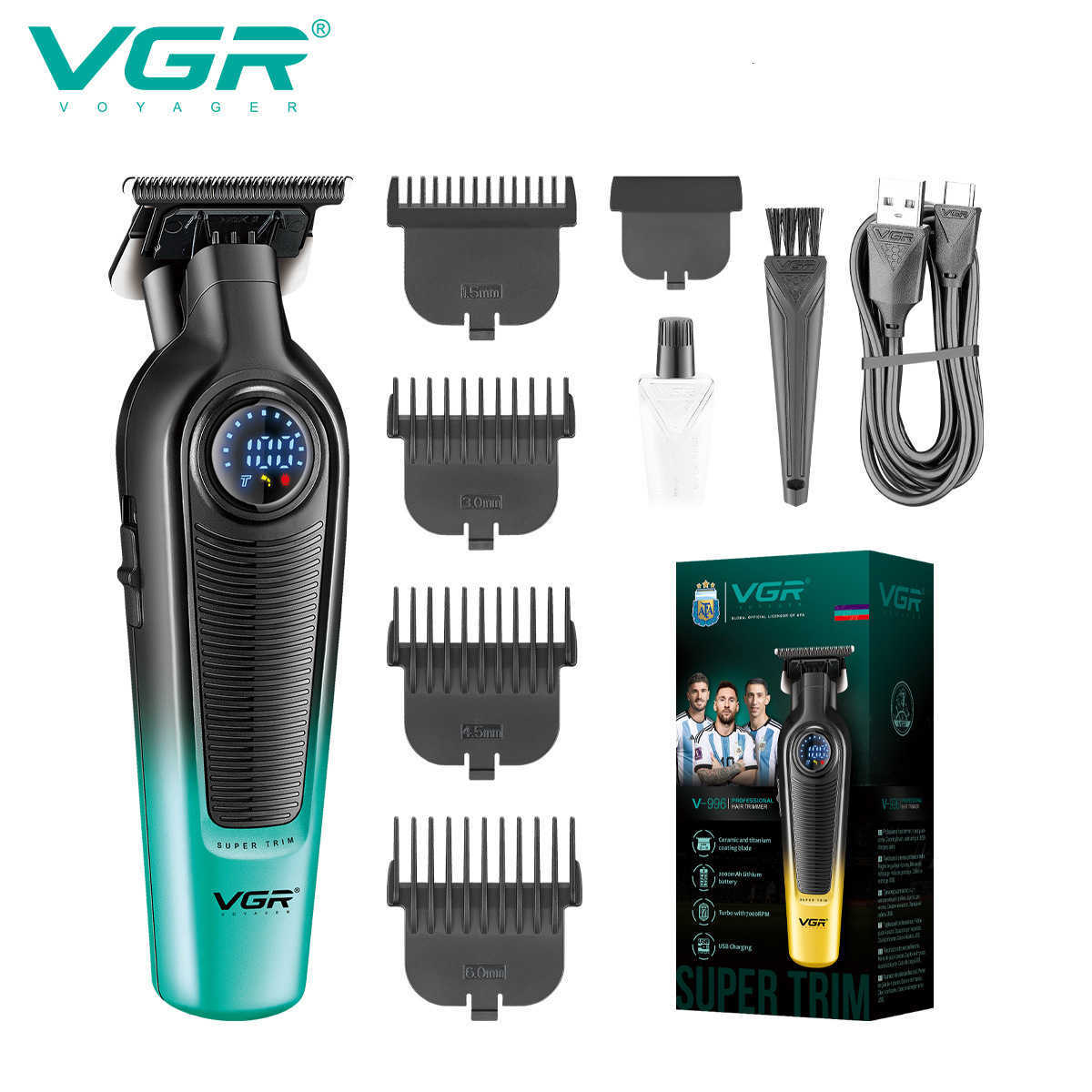 VGR996 Electric Hair Clipper for Home Use - Oil-Head Carving Men's Hair Clippers with LCD Display and Rechargeable Blades Q260930 - view 3