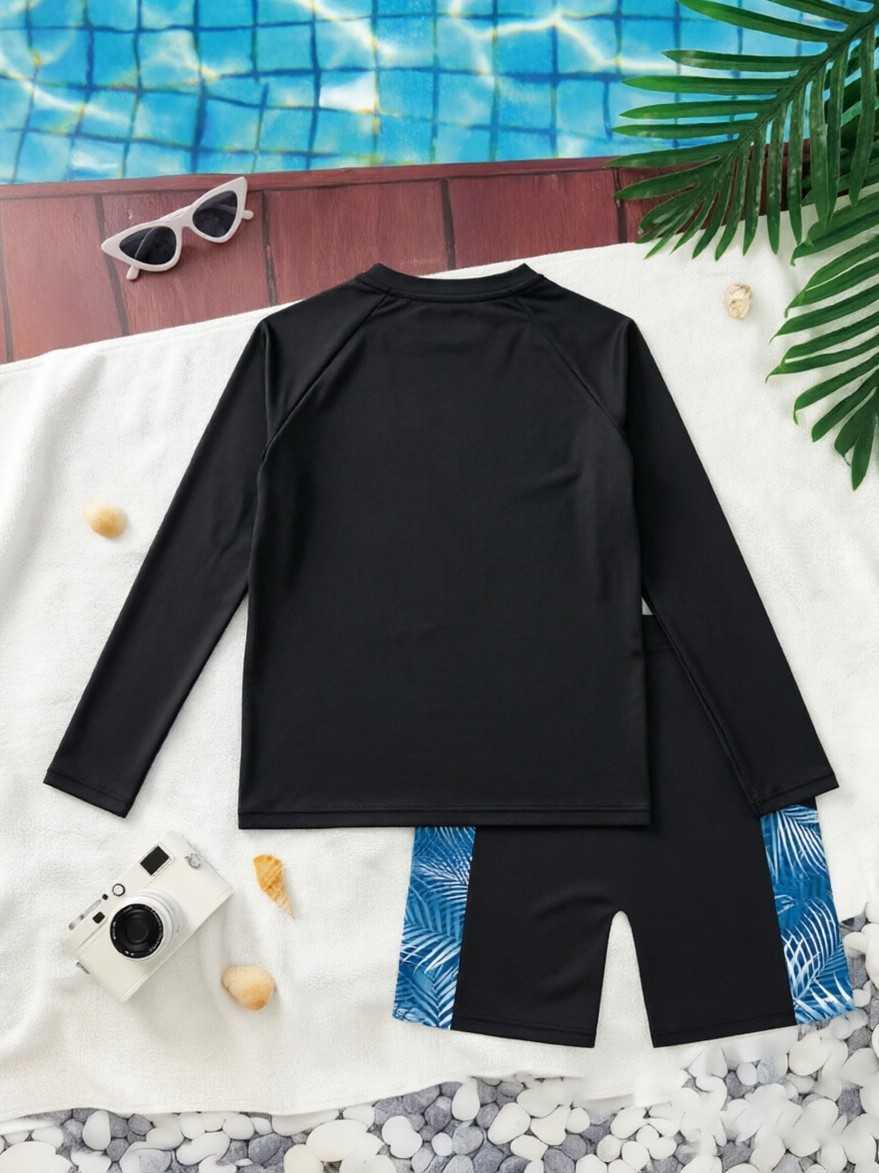 Long-sleeve children's swimsuit for boys, quick-dry sun-protective swimwear for older boys and teenagers with swimming trunks L260803 - view 5