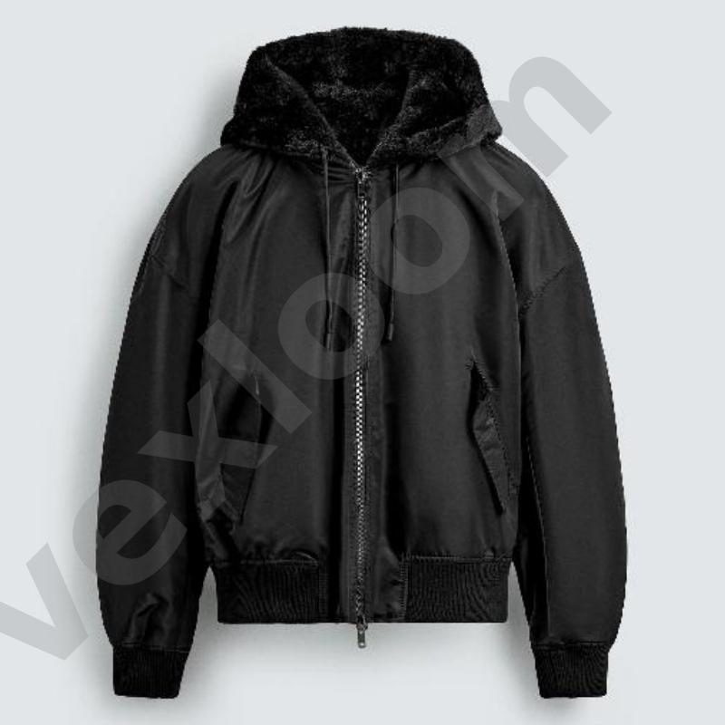 Men Vintage Faux Suede Hooded Jacket Fuzzy Fleece Lined Full Zip Coat Ribbed Cuff Drawstring Hood Loose Fit Warm Casual Outerwear - view 4