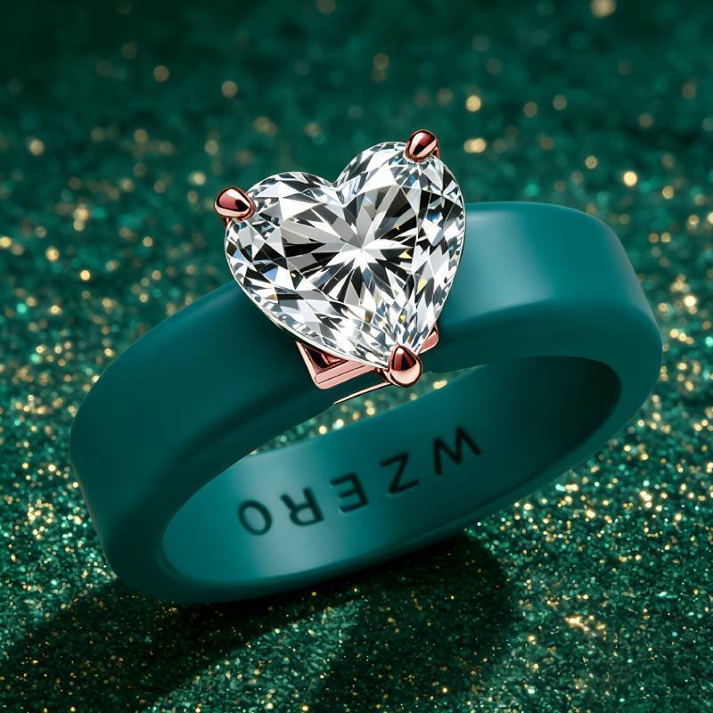1pc womens colorful silicone ring large rectangular CZ stone silver rose gold pointed inlay comfortable sports wedding ring260530 - view 7