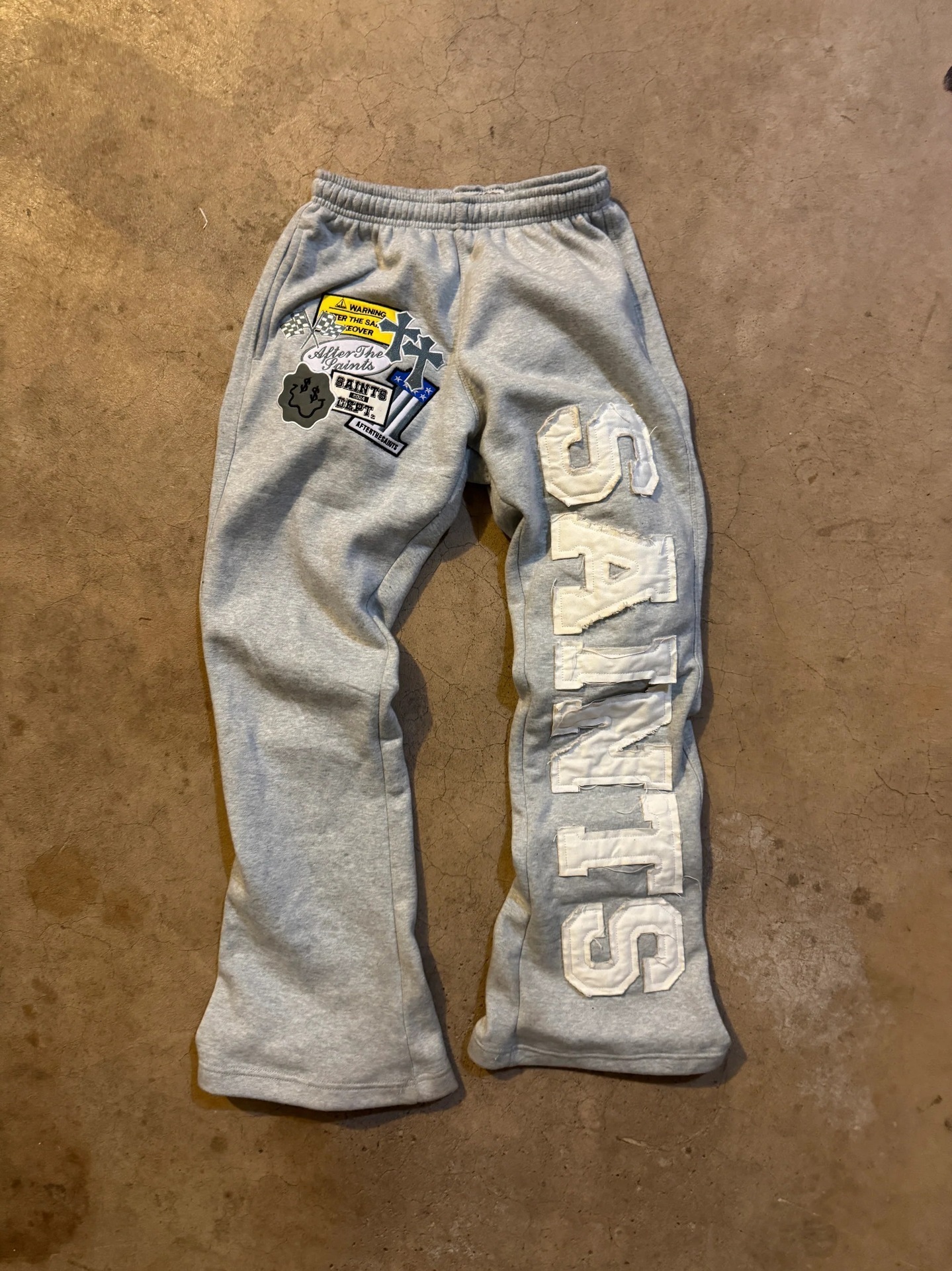 Vintage Navy Blue Surf Patch Sweatpants Women Distressed Frayed Letter Patchwork Casual Loose Fit Hiphop Comfy Cotton pants Men 260618 - view 6