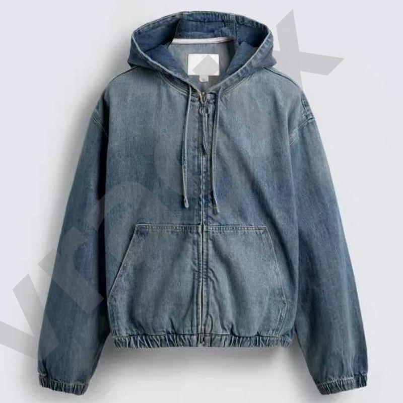 Women Vintage Washed Zip Up Hooded Jacket Relaxed Long Sleeve Hoodie Coat With Drawstring Hood Elastic Cuff And Hem Front Kangaroo Pocket Casual Outer - view 4
