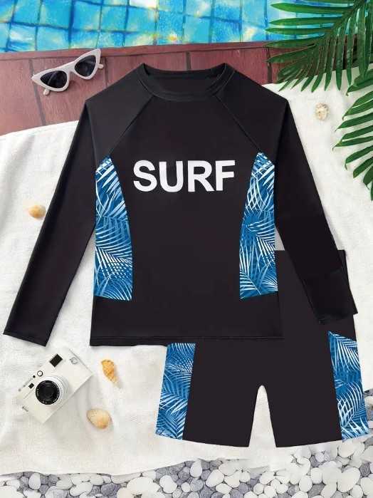 Long-sleeve children's swimsuit for boys, quick-dry sun-protective swimwear for older boys and teenagers with swimming trunks L260803 - view 4